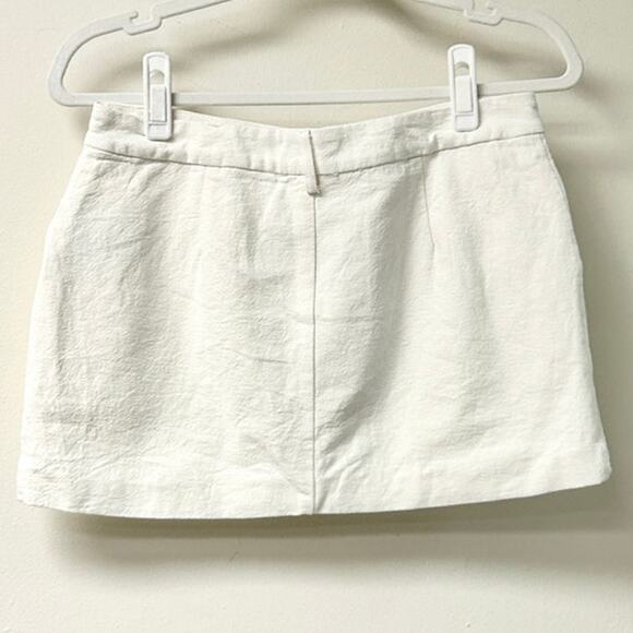 Aexae Cotton-Blend Pull On Slim Fit High Waisted Mini Skirt Cream Women's Size S - Picture 4 of 5